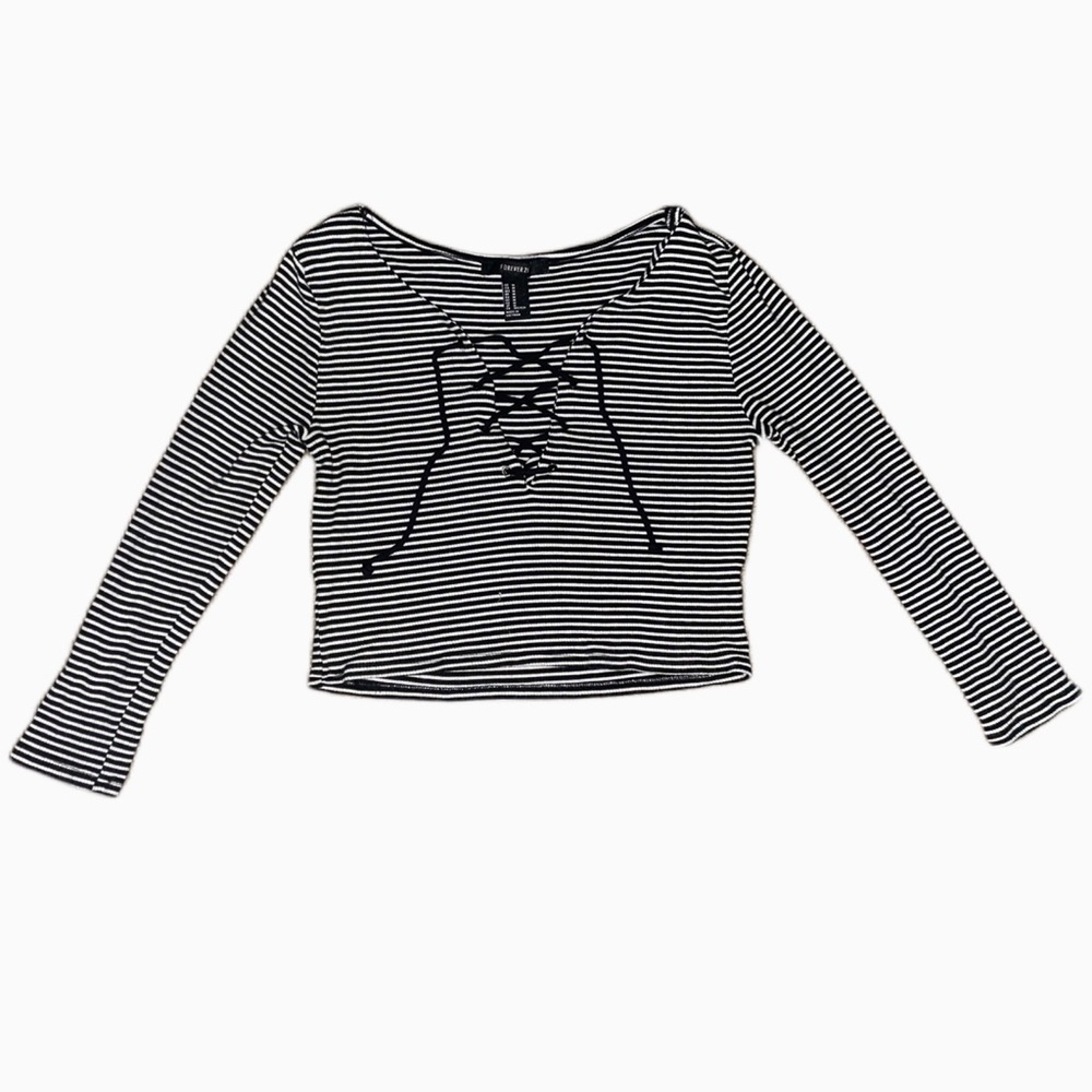 Forever 21 Striped Cropped Top Size M